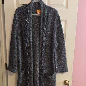 Ruby Rd. Dark Gray Textured Open Front Cardigan